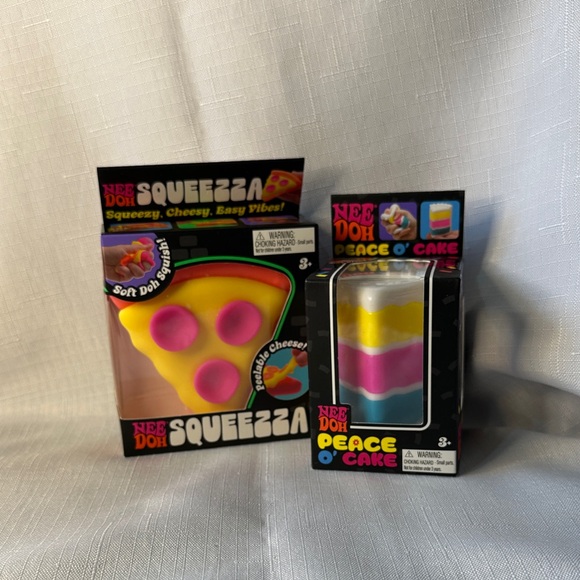 Schylling Other - NeeDoh Squeeza Pizza & Peace O' Cake Stress Toys - Yellow & Pink